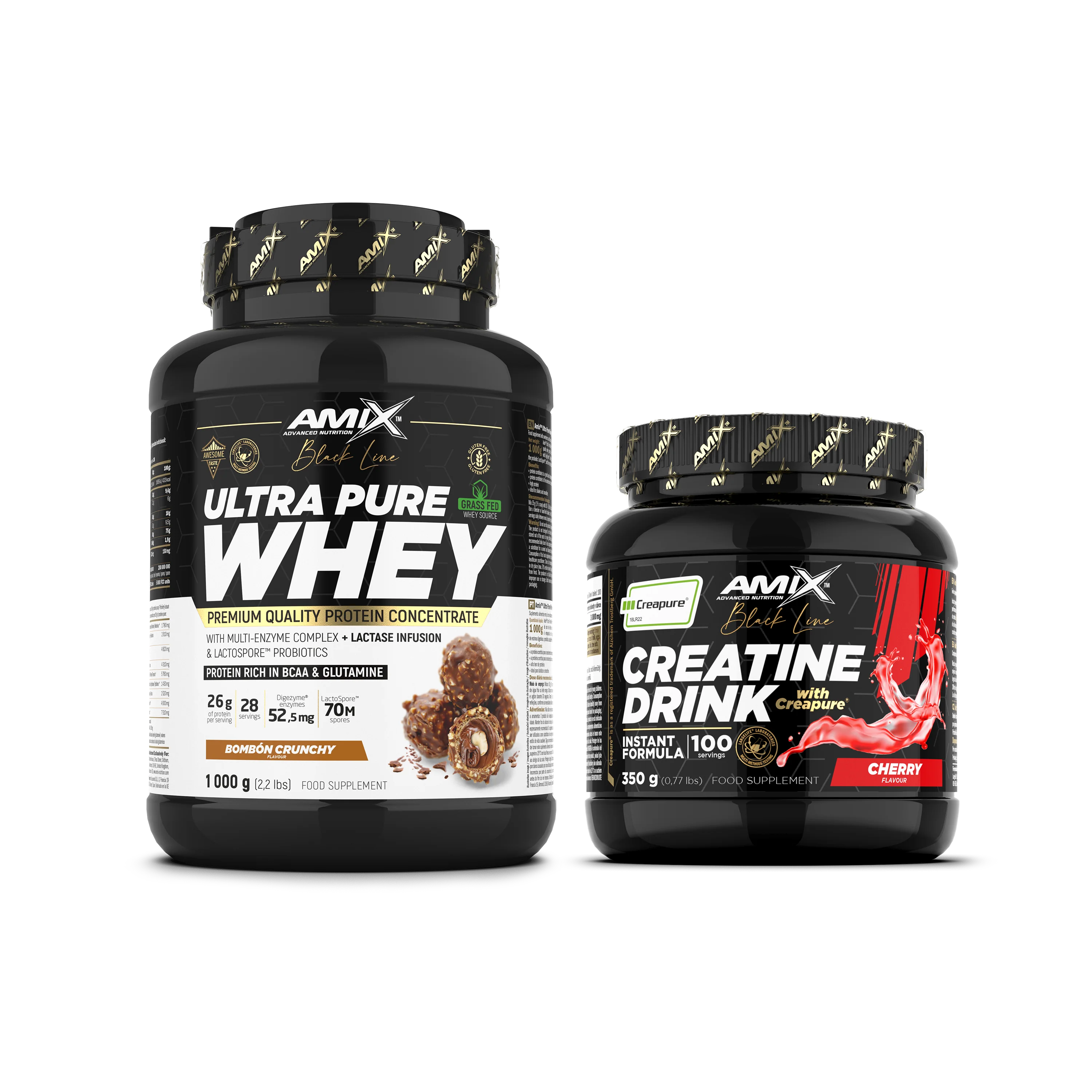 Pack Proteína Ultra Pure Whey 1kg  + Creatina Creapure Powder Drink - Black Line